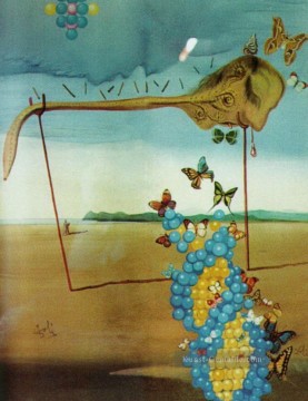  realistisch - Schmetterlingslandschaft Der große Masturbator in einer surrealistischen Landschaft mit D N A Salvador Dali
